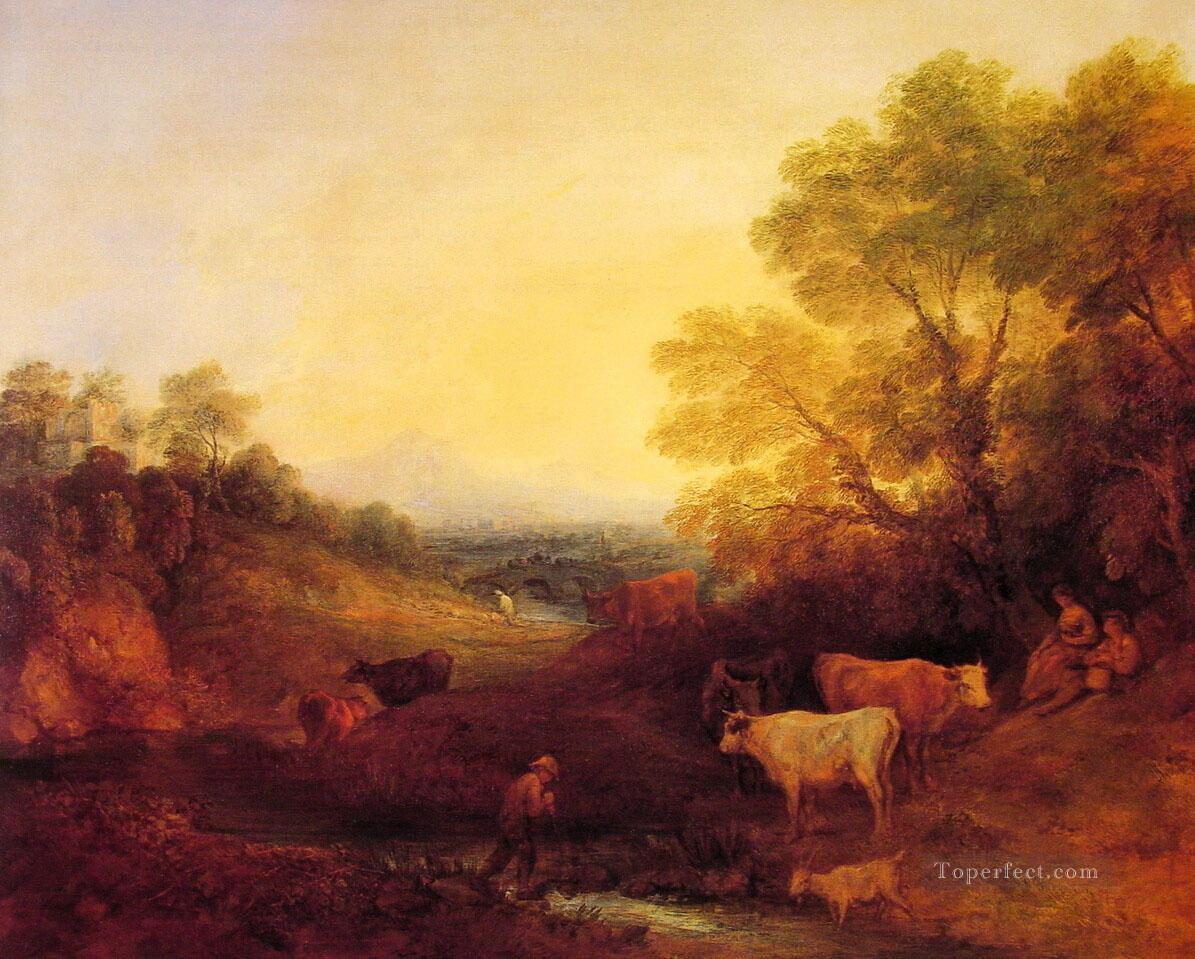 paisaje con ganado Pintura al óleo